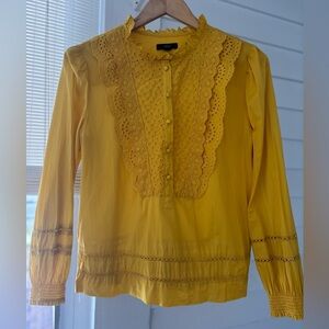 J. Crew Yellow Lace Accent Blouse